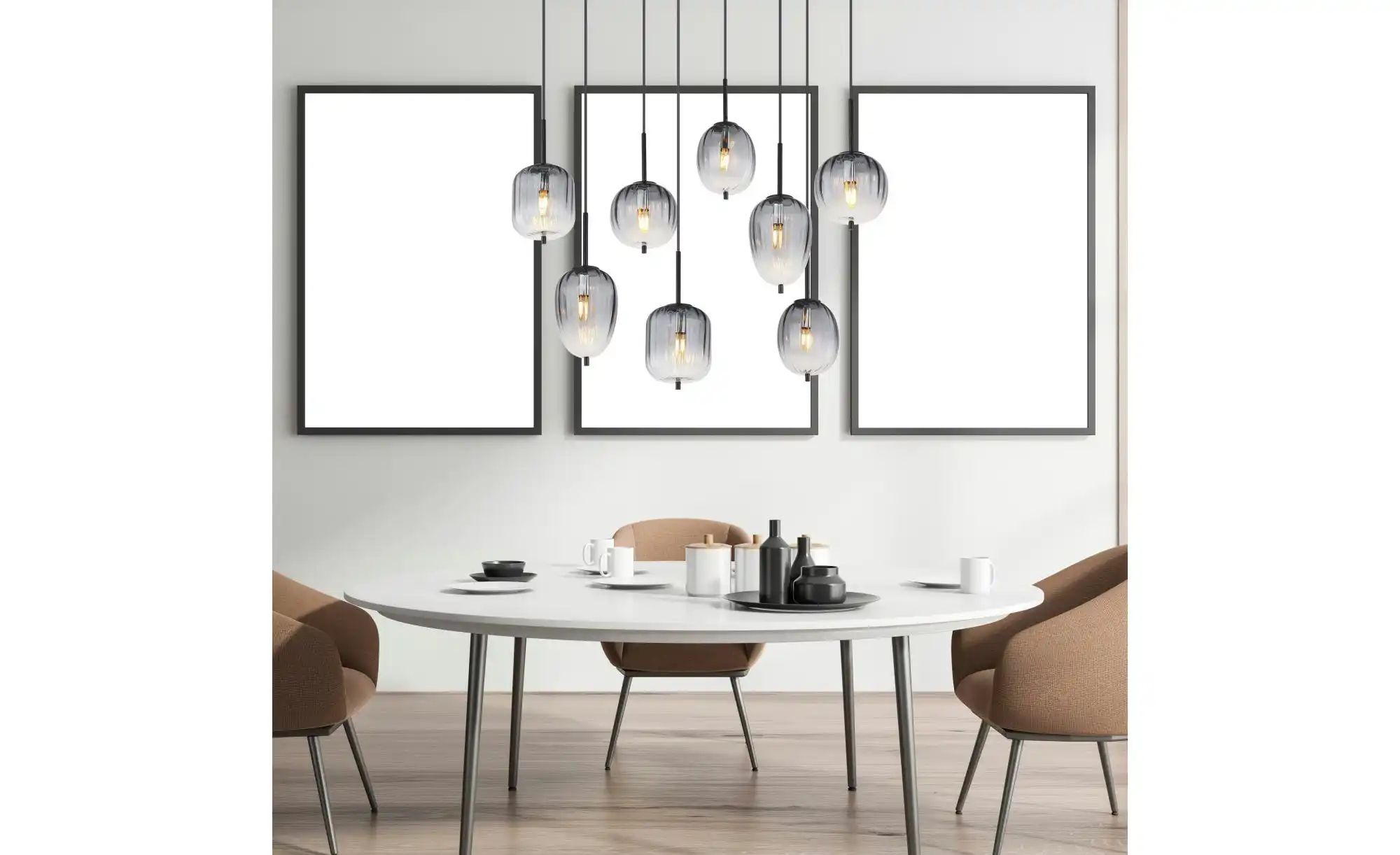 Globo Schwarz Lighting Hängeleuchte "Attila", 8, H: 120Cm, 1 Stk., Leuchten, Hängelampe/Pendelleuchte/Verschiedene Gläser/Glas Rauchfarben, Hängel... - Bild 3