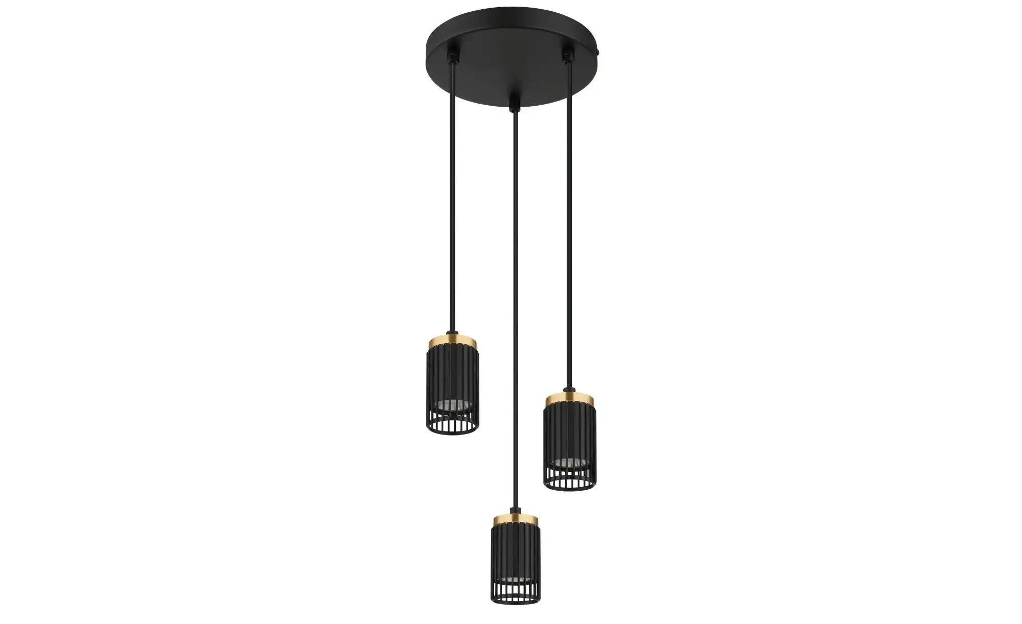 Schwarz Hängelampe Pendelleuchte Hängeleuchte Esszimmerlampe 3 Flammig Goldfarben, Aluminium Metall, 3X Gu10 Fassungen, Dxh 21X115,5 Cm - Bild 2