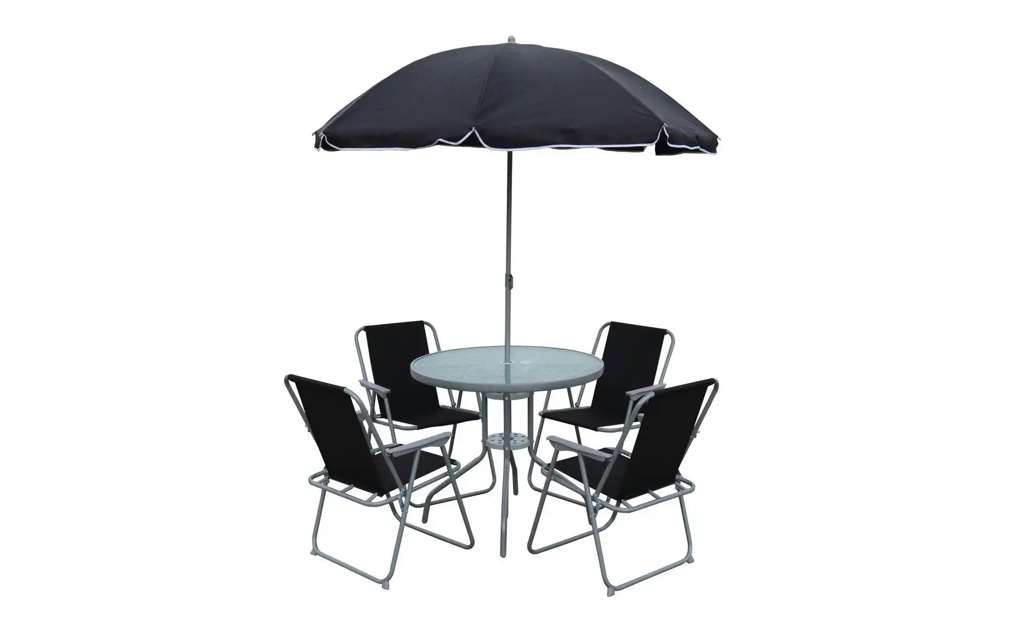 Gartenmöbel 6er-Set | schwarz | Maße (cm): B: 75 H: 74 Garten > Gartenmöbel > Gartensitzgruppen - Sconto