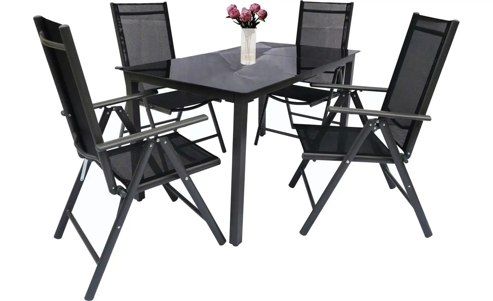 Gartenmöbel 5er-Set | schwarz | Maße (cm): B: 140 H: 73 Garten > Gartenmöbel > Gartensitzgruppen - Sconto