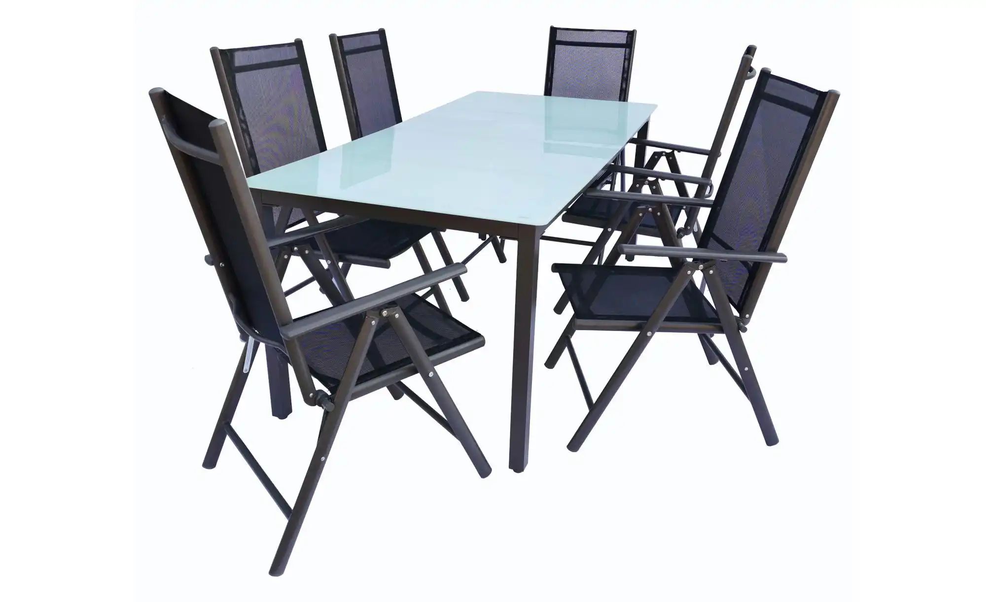 Gartenmöbel 7er-Set | schwarz | Maße (cm): B: 190 H: 73 Garten > Gartenmöbel > Gartensitzgruppen - Sconto