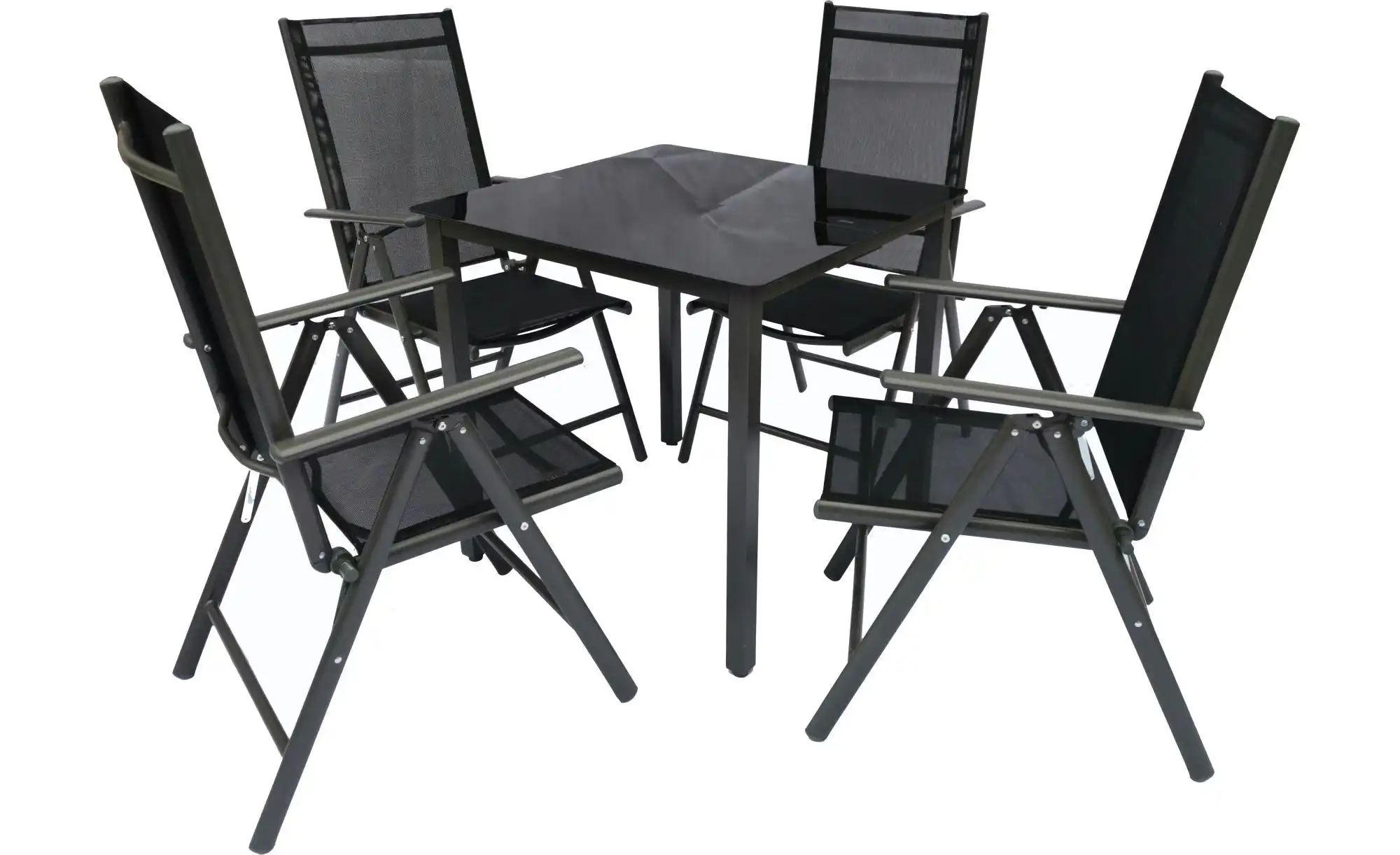 Gartenmöbel 5er-Set | schwarz | Maße (cm): B: 80 H: 73 Garten > Gartenmöbel > Gartensitzgruppen - Sconto