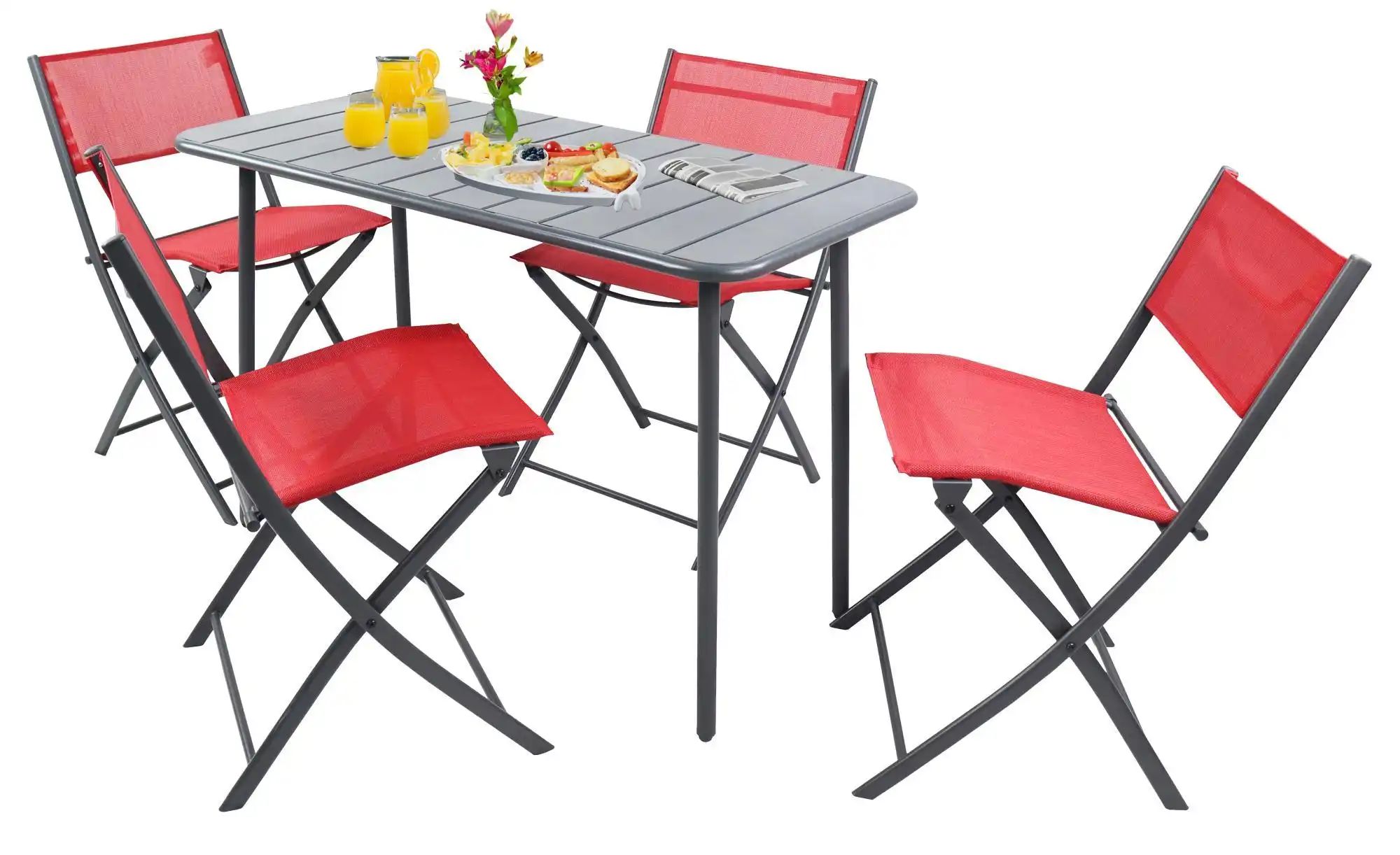 Gartenmöbel 5er-Set | rot | Maße (cm): B: 110 H: 72 Garten > Gartenmöbel > Gartensitzgruppen - Sconto