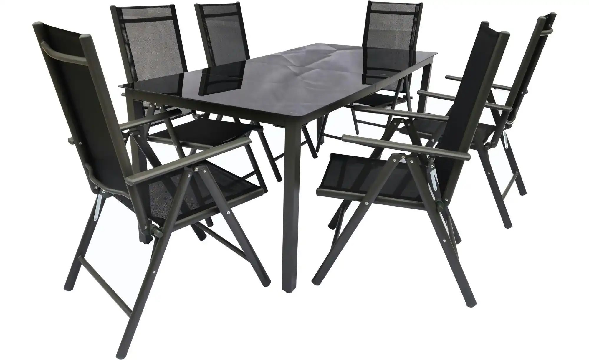 Gartenmöbel 7er-Set | schwarz | Maße (cm): B: 190 H: 73 Garten > Gartenmöbel > Gartensitzgruppen - Sconto