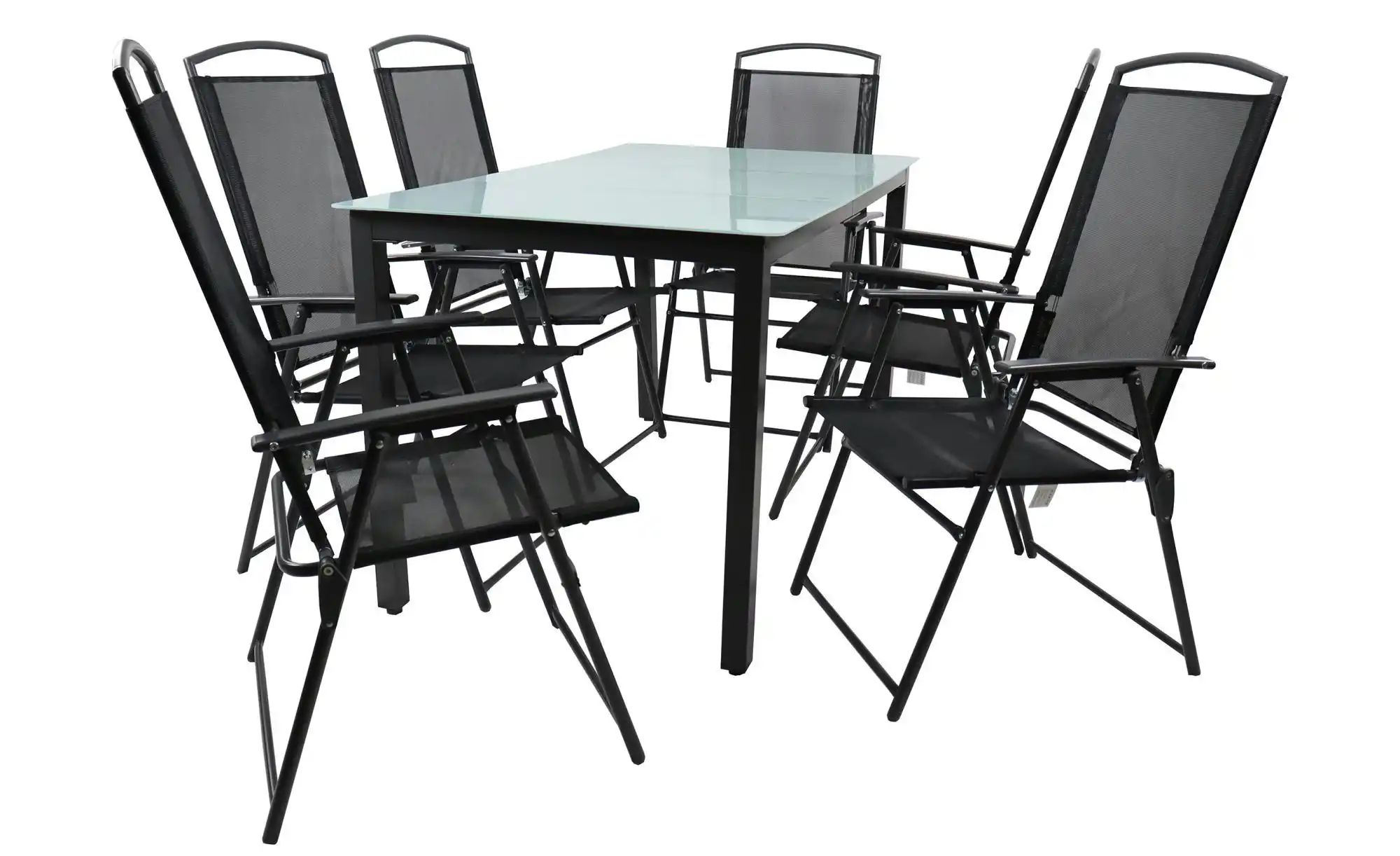 Gartenmöbel 7er-Set | schwarz | Maße (cm): B: 140 H: 76 Garten > Gartenmöbel > Gartensitzgruppen - Sconto