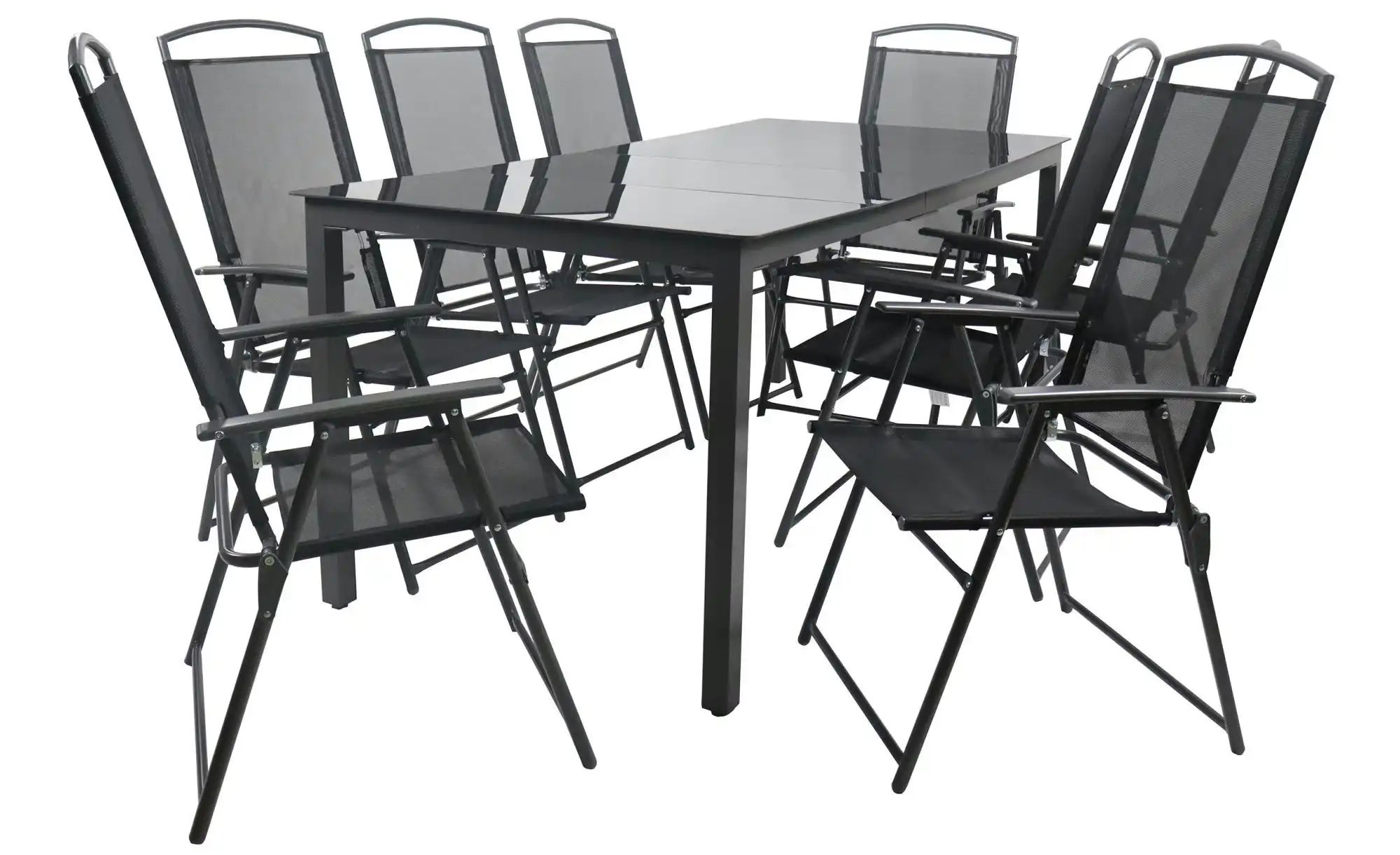 Gartenmöbel 9er-Set | schwarz | Maße (cm): B: 190 H: 76 Garten > Gartenmöbel > Gartensitzgruppen - Sconto