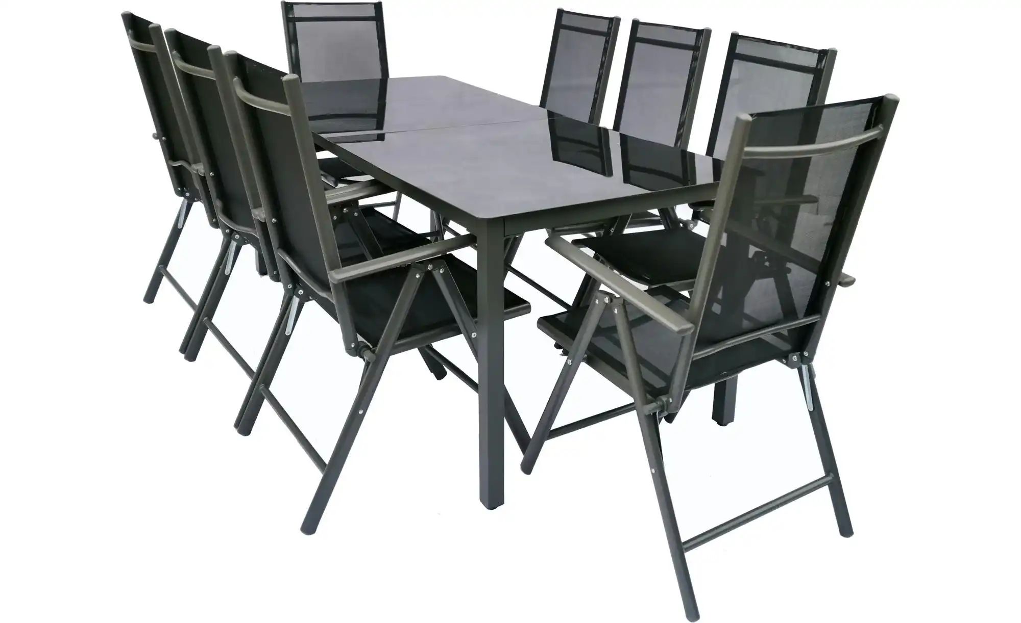 Gartenmöbel 9er-Set | schwarz | Maße (cm): B: 190 H: 73 Garten > Gartenmöbel > Gartensitzgruppen - Sconto