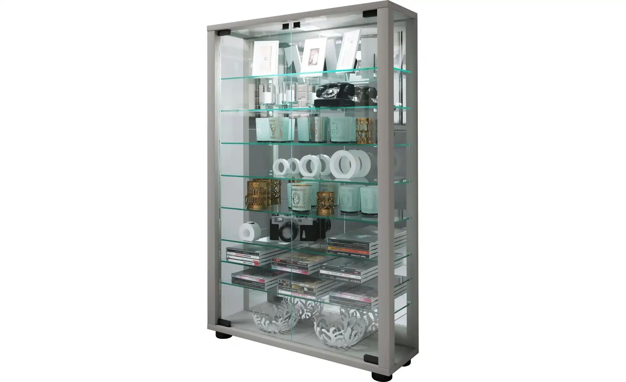 VCM Vitrine »Lumo«, BxH: 59 x 91,3 cm, Holzwerkstoff/Glas - silberfarben - Image 4