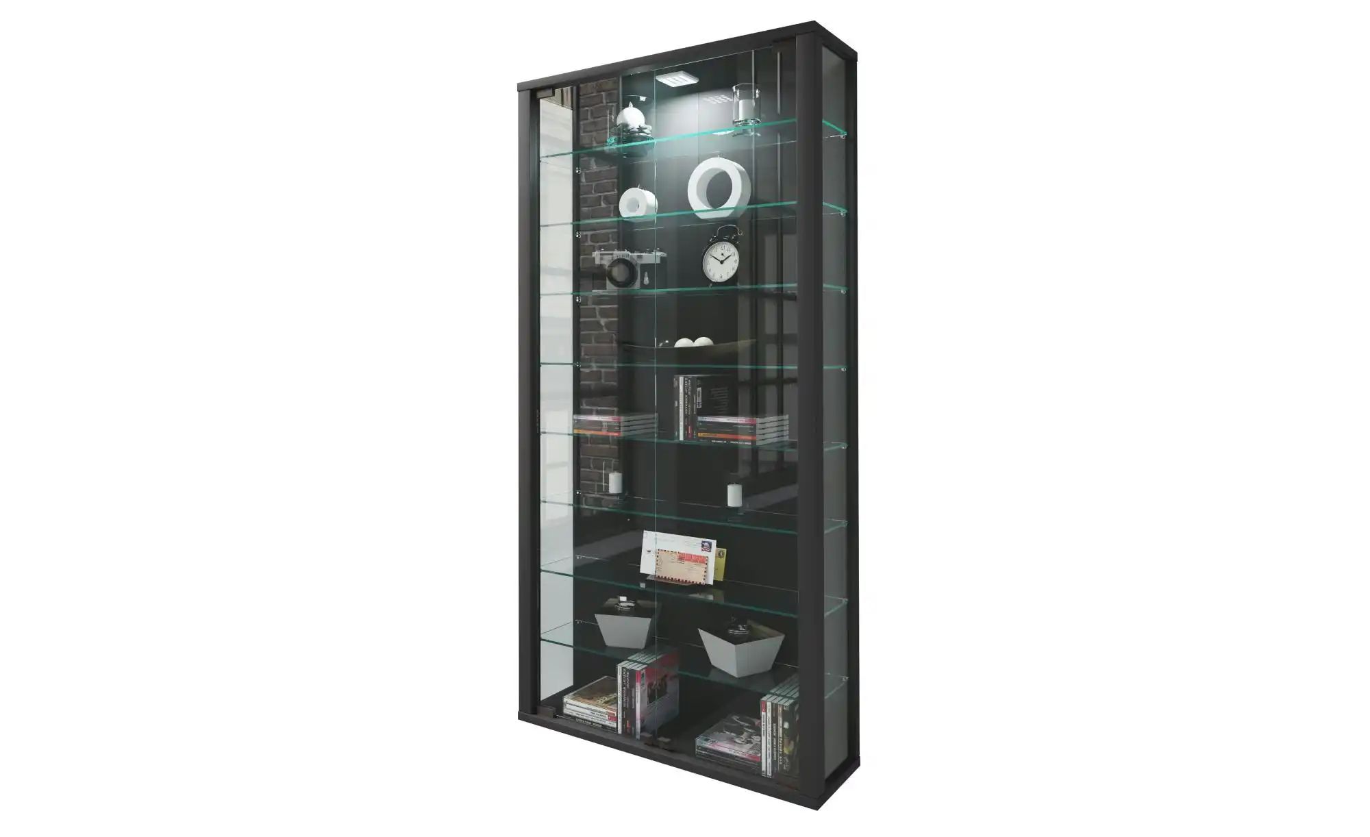 VCM my home Vitrine schwarz 8 Fachböden Glas mit Beleuchtung - Image 2