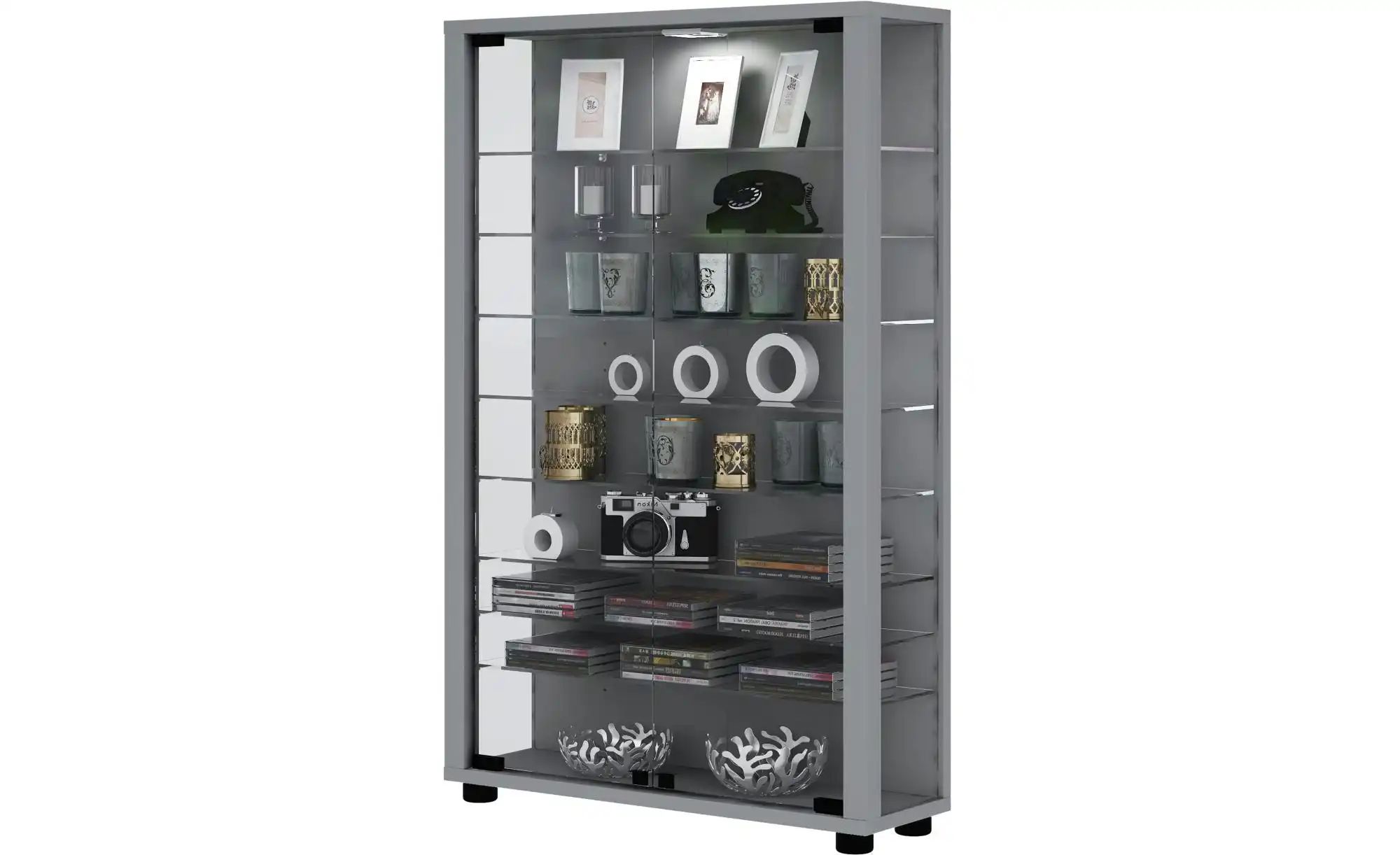 VCM my home Lumo Mini Vitrine Silber Glas 59x18x90 cm - Image 3