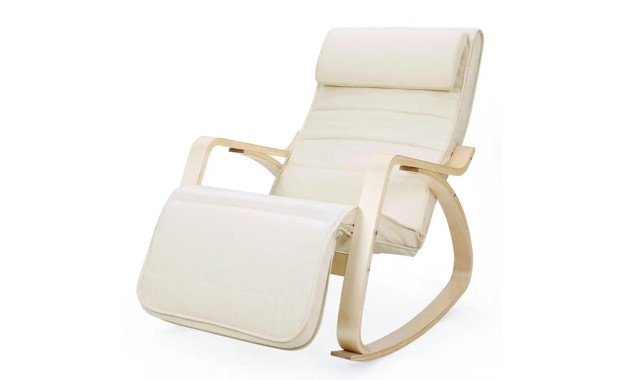 Songmics Beige Schaukelstuhl Mit Stabilem Birkenholzgestell, - Image 2